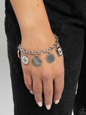 B-99 Sterling Silver-Tone Starburst Charm Bracelet - Women Jewelry